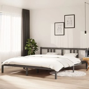 Estrutura de cama super king 180x200 cm madeira maciça cinza