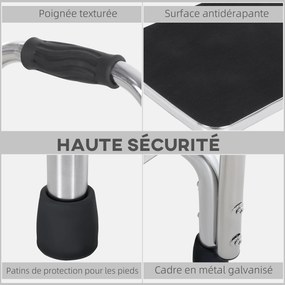 Degrau com barra de apoio para idosos 43  x 31  x 86,5 cm- degrau de segurança - Degrau de acesso à banheira Aço galvanizado cinzento metalizado, pret