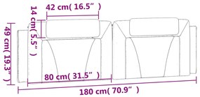 Almofadão de cabeceira 180 cm couro artificial castanho