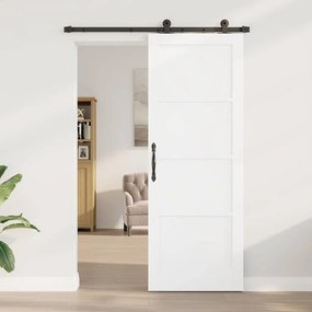 Porta Deslizante com Conjunto de Ferragens 'ORKDAL'Branca em Madeira S