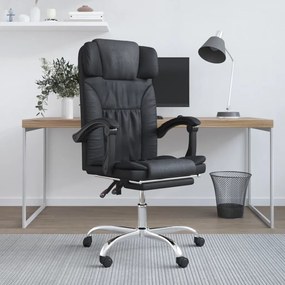 Cadeira escritório massagens reclinável couro artificial preto