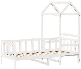 Sofá-cama com telhado 90x200 cm madeira de pinho maciça branco