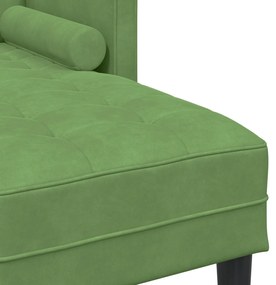 Sofá de 3 lugares com chaise L-Shape Verde Claro 160 cm Veludo