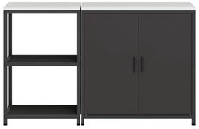 Conjunto de Armazenamento de Cozinha com prateleira 2 pcs Preto
