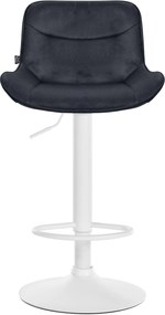 Banco alto em veludo com estrutura branca 85-106 x 49 x 51 cm preto