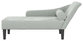 Chaise lounge com almofadões veludo cinzento-claro