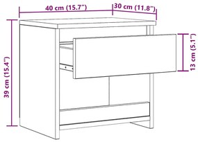 Mesa cabeceira 40x30x39 cm derivados de madeira cinzento sonoma