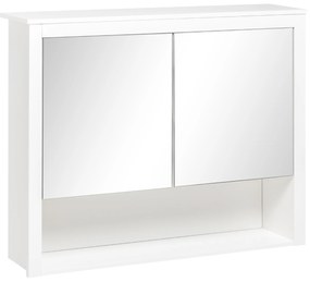 HOMCOM Armário de Parede para Casa de Banho com Espelho 2 Portas e Prateleira de Armazenamento 80x20x65cm Branco