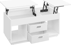 Mesa de centro com 2 gavetas e compartimentos 50 x 100 x 48 cm/62,3 cm Branca