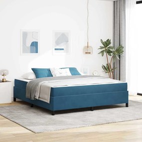vidaXL Estrutura da Cama Azul Escuro e Branco 180 x 200 cm Veludo