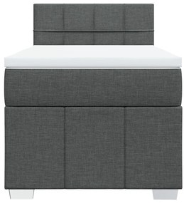 Cama com molas/colchão 90x190 cm tecido cinza-escuro