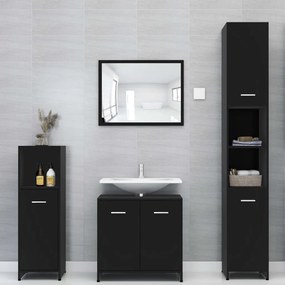 4 pcs conjunto de móveis de casa de banho contraplacado preto