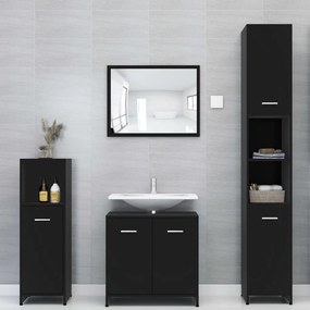 vidaXL 4 pcs conjunto de móveis de casa de banho contraplacado preto