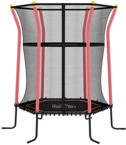 HOMCOM Trampolim para Crianças com Rede de Segurança e Estrutura de Aço para Interiores e Exteriores Carga 50kg Ø163,5x190 cm Vermelho