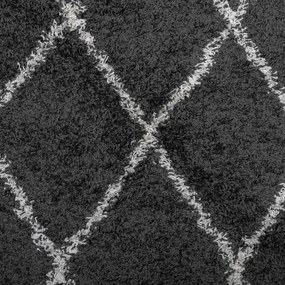 Tapete shaggy de pelo alto PAMPLONA 240x340 cm preto e creme