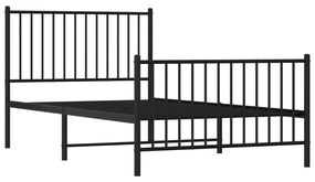 Estrutura de cama com cabeceira e pés 100x190 cm metal preto