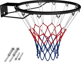 Aro de basquetebol de 45 cm de alta resistência para montagem na parede com mola dupla e rede Preto