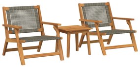 vidaXL Cadeiras de Jardim com Mesa 3 pcs Cinzeto