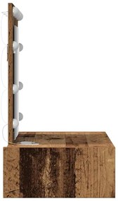 Mesa de Maquagem Suspensa com Luzes de LED Madeira Velha