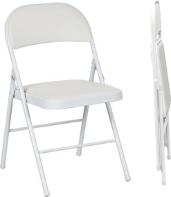 Conjunto de 2 Cadeiras Dobráveis com Encosto e Estrutura de Aço (MESA NÃO INCLUIDA) para Sala de Estar escritório Estúdio 45x46x78 cm Branco