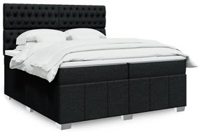 vidaXL Cama com molas/colchão 200x200 cm tecido preto