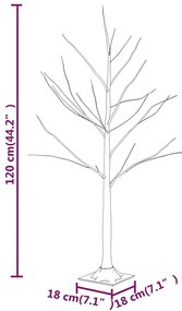 Árvore c/ 48 luzes LED 120 cm bétula branco quente