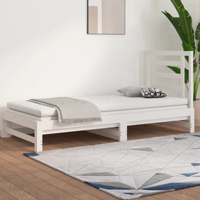 3108613 vidaXL Estrutura sofá-cama de puxar 2x(90x190) cm pinho maciço branco