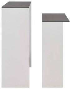 Mesa de bar com 2 tampos 130x40x120 cm branco e cinzento