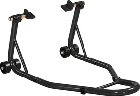 HOMCOM Cavalete Traseiro para Moto com Rodas, Suportes em U + L para Braço Oscilante, Aço Resistente, Preto | Aosom Portugal