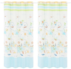 133552 vidaXL Cortinas opacas infantis 2 pcs 140x240 cm viagem pelo mundo