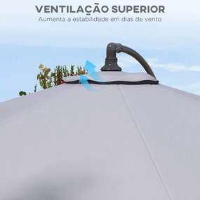 Toldo de Substituição para Chapéu de Sol de 3 m com Ventilação Superior para Exterior Jardim Pátio Piscina Cinza