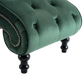 Chaise Longue Elia em Veludo -  Verde - Design Vintage