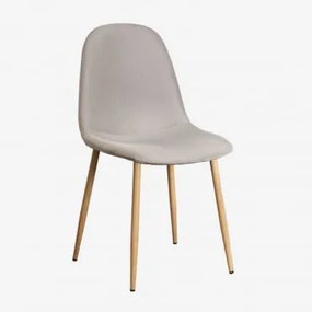 Cadeira De Jantar Estofada Glamm Madeira Natural & Linho Castanho Moka - Sklum