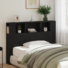 Cabeceira Preto Carvalho vidaXL - 140x19x104,5 cm - Feito de Madeira Industrial