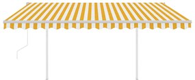 Toldo retrátil automático com postes 4x3 m amarelo e branco
