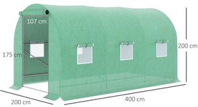 Estufa Tipo Túnel 400x200x200cm Estufa de Túnel com Portas Enroláveis