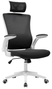 Cadeira de escritório LAURO, alto, branco, rede e assento preto
