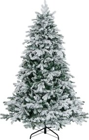 Árvore de Natal com neve de 180 cm com 1415 ramos, 260 luzes LED quentes e design articulado Verde