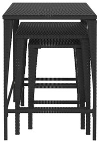 Mesas de encastrar 3 pcs vime PE preto