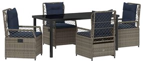 Conjunto de Jantar de Jardim de 5 Peças em Rattan Poly Cinza