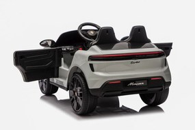 Carro elétrico para Crianças 2 a 6 anos 12V 4x4 Porsche Macan, Rodas de espuma EVA, Controle remoto Cinzento