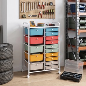 Carrinho de Arrumação Móvel, 63 x 38 x 96 cm, 15 Gavetas, Multicolor
