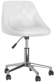 vidaXL Cadeira de jantar giratória couro artificial branco