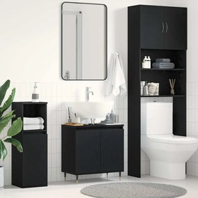 vidaXL Armário de Pia de Banheiro Carvalho Preto 58x33x60 cm Madeira Engenheirada