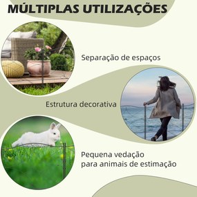 Cercas Decorativas para Jardim com 5 Painéis Cerca de Privacidade de Metal com Estacas 305x62 cm  Preto