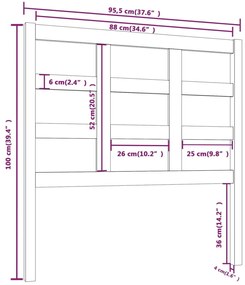 Cabeceira de cama 95,5x4x100 cm pinho maciço preto