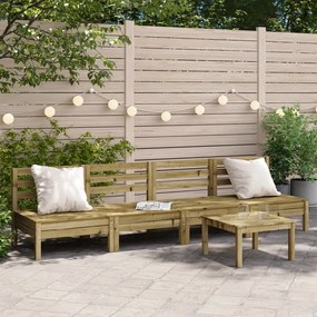 vidaXL Sofás s/ apoios braços p/ jardim 4 pcs madeira pinho impregnada
