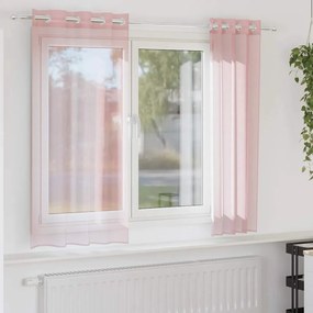 vidaXL Cortinas de voile com ilhós 2 pcs rosa-claro 140x175 cm