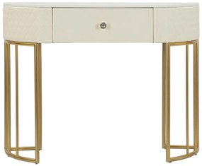 Consola de Entrada Sharon - Madeira e MDF Branco com Detalhes Dourados