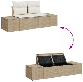 Conjunto de Sofá de Jardim de 7 Peças com Almofadas Bege em Rattan